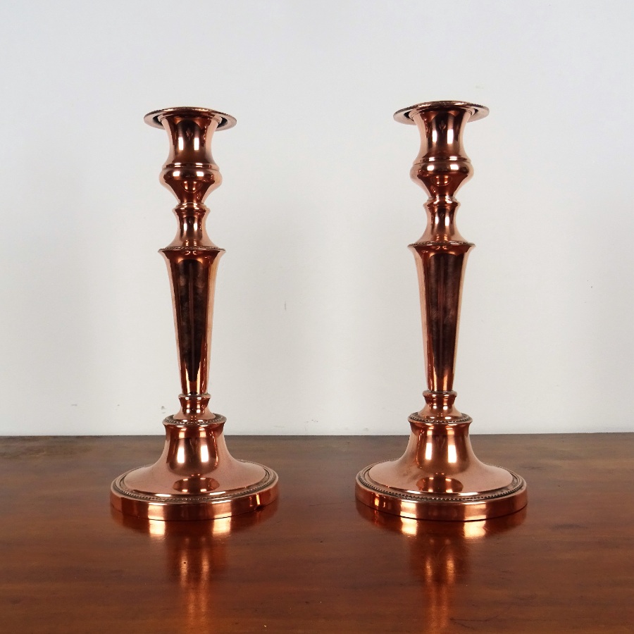 Pair of Antique Copper Candlesticks